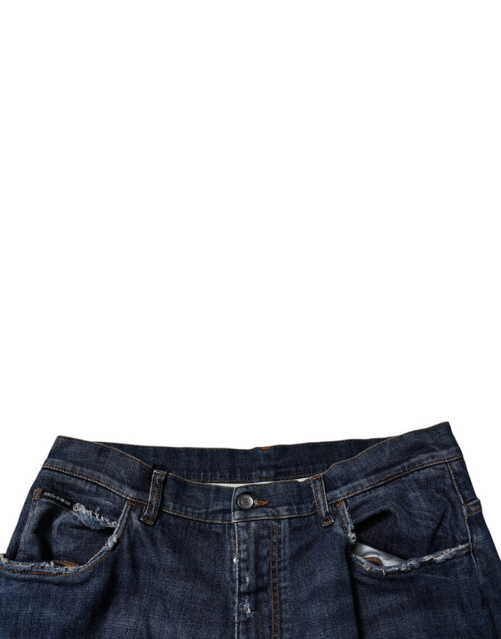Jean large bleu foncé en denim Dolce &amp;amp; Gabbana pour homme