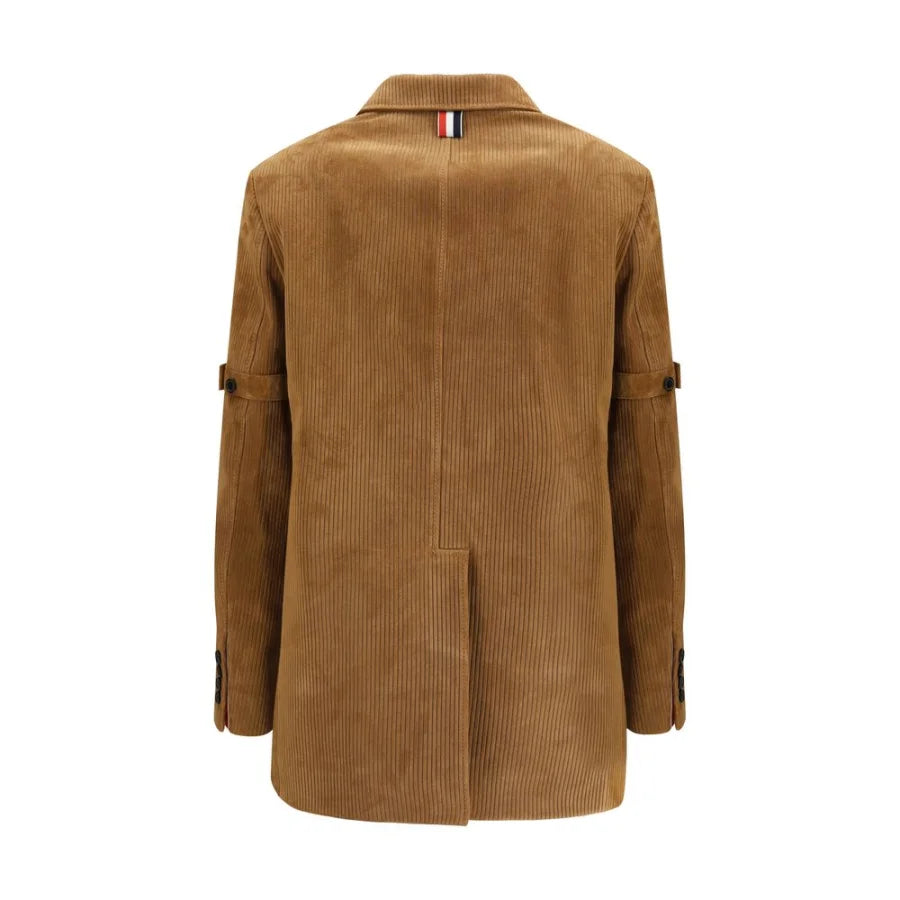Thom Browne Beige Calf Leather Bos Taurus Coat