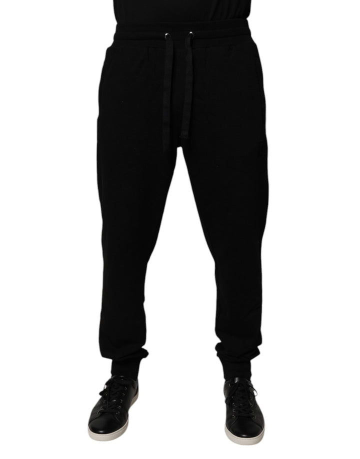 Dolce &amp; Gabbana Black Cotton Mid Waist Jogger Sweatpants Pants