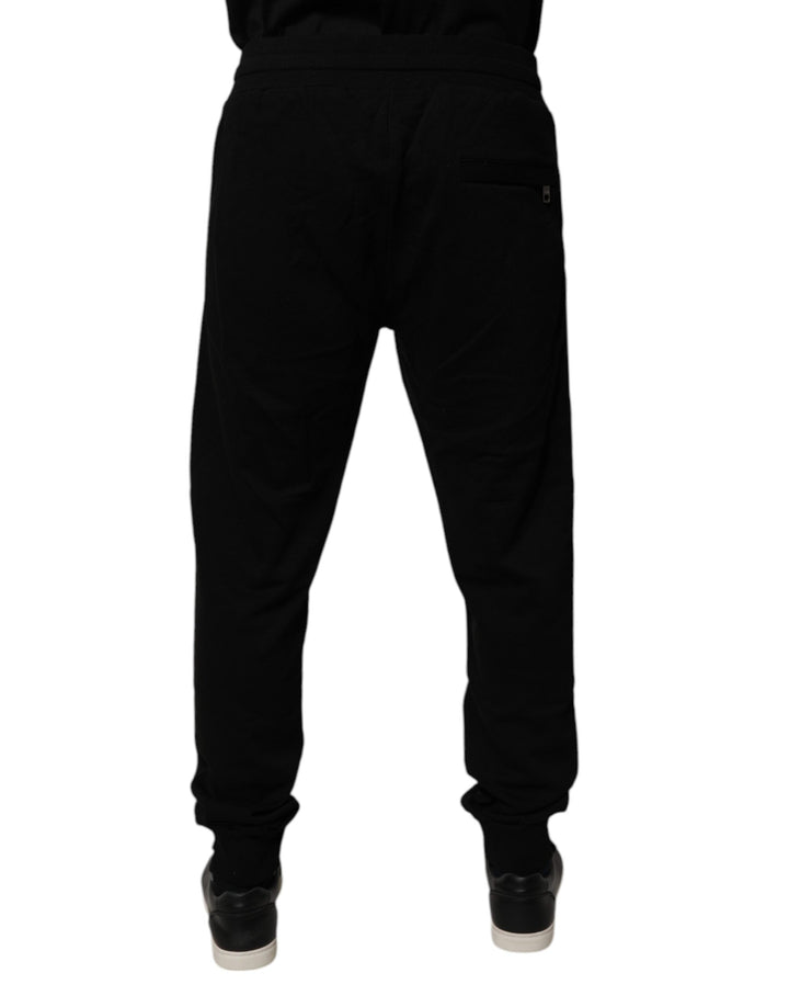 Dolce &amp; Gabbana Black Cotton Mid Waist Jogger Sweatpants Pants