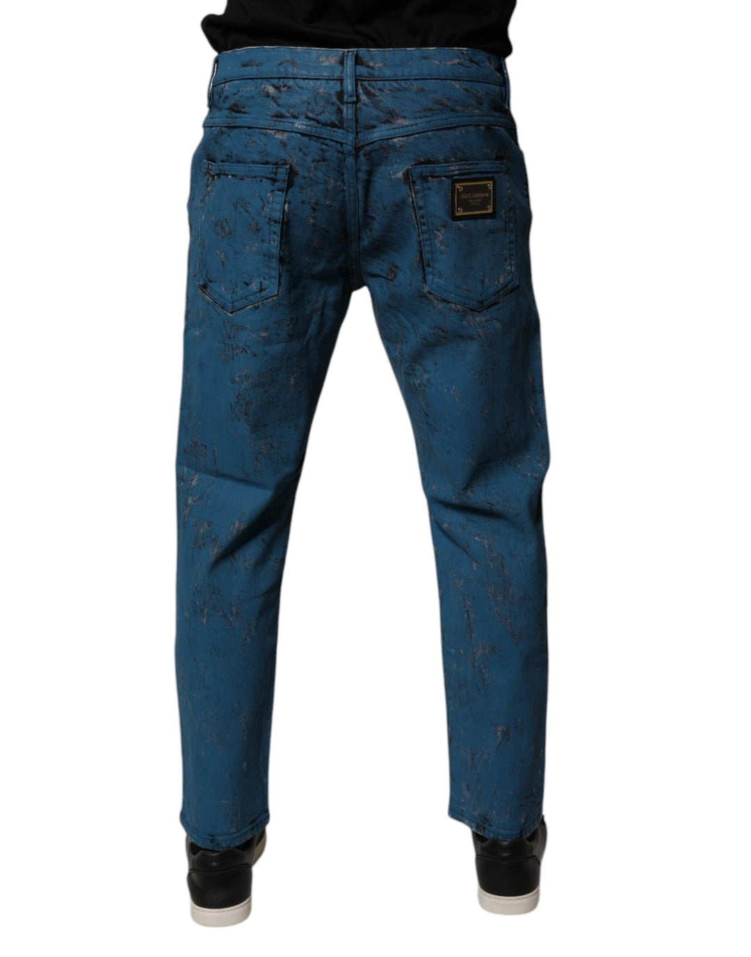 Dolce &amp; Gabbana Blue Tie Dye Cotton Skinny Men Denim Jeans
