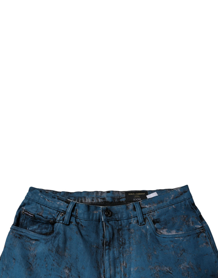 Dolce &amp; Gabbana Blue Tie Dye Cotton Skinny Men Denim Jeans
