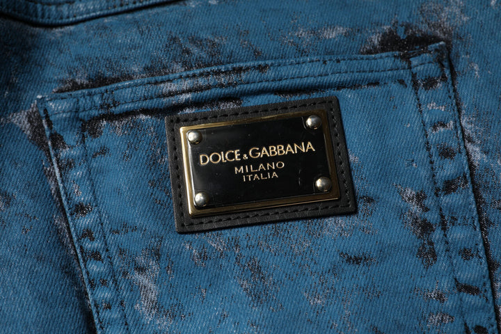Dolce &amp; Gabbana Blue Tie Dye Cotton Skinny Men Denim Jeans