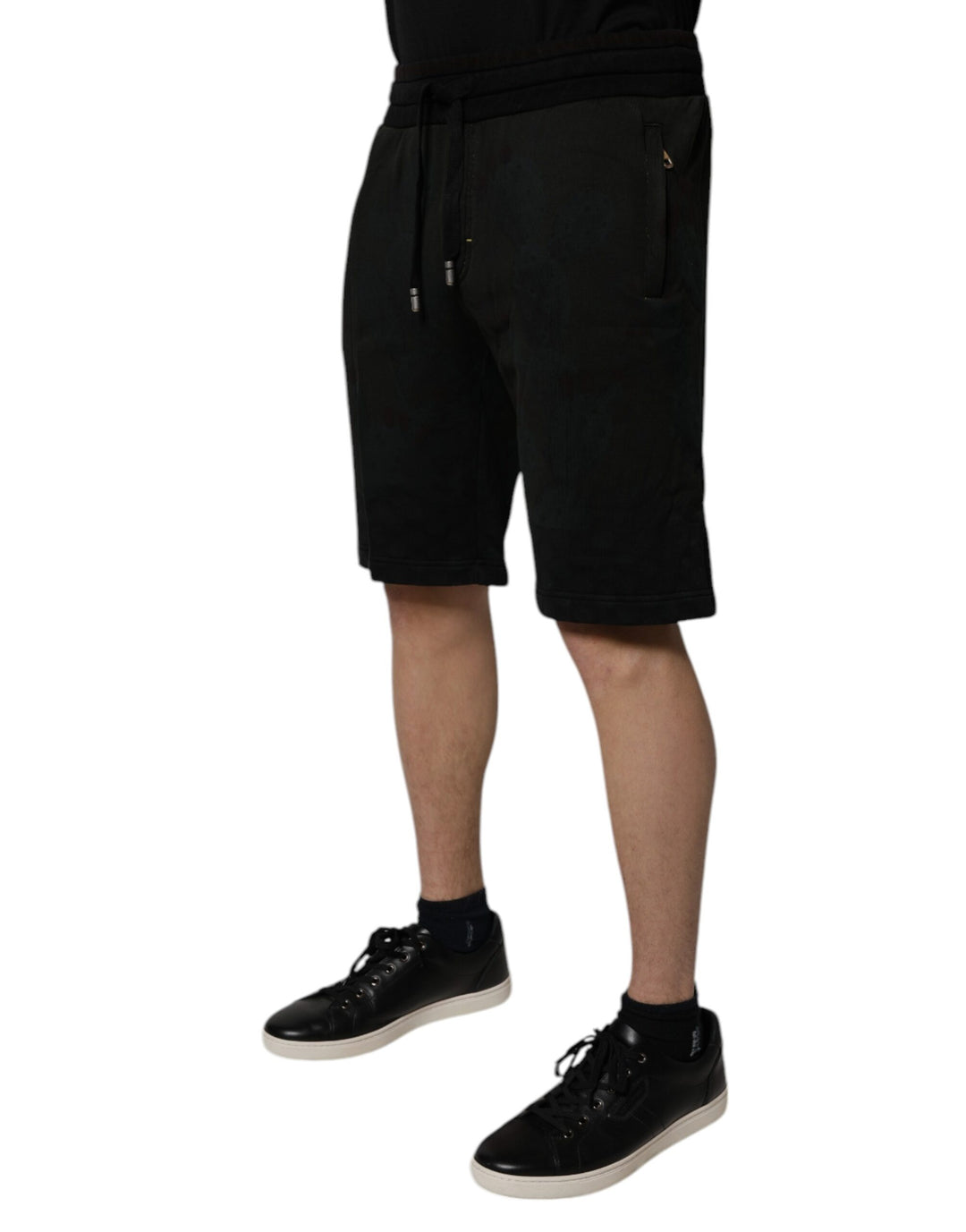 Dolce &amp; Gabbana Black Cotton Sweatshorts Men Bermuda Shorts