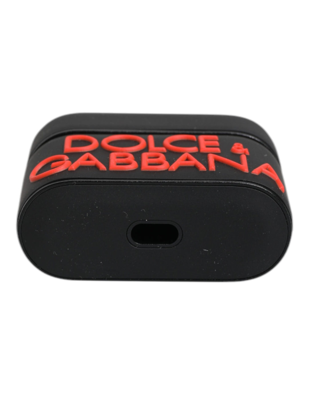 Dolce &amp; Gabbana Black Orange Silicone Embossed Logo Airpods Case