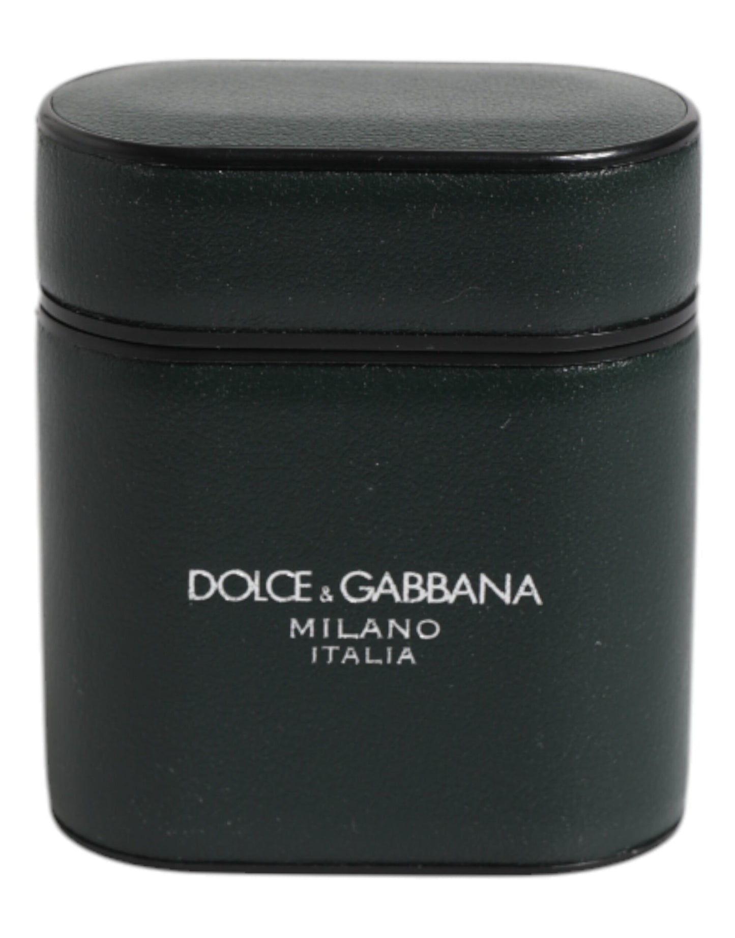 Estuche plegable para AirPods de Dolce &amp; Gabbana en piel de becerro negra con estampado del logotipo