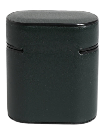 Estuche plegable para AirPods de Dolce &amp; Gabbana en piel de becerro negra con estampado del logotipo