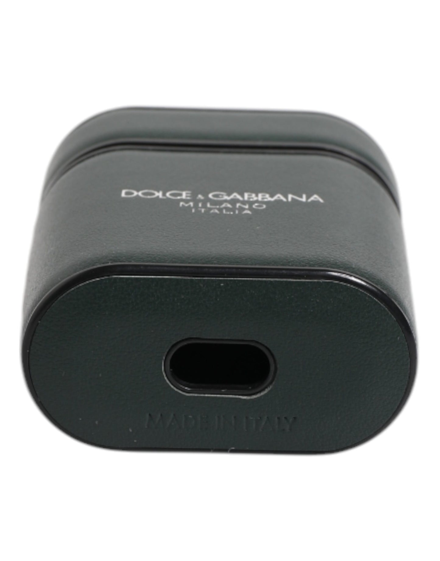 Estuche plegable para AirPods de Dolce &amp; Gabbana en piel de becerro negra con estampado del logotipo