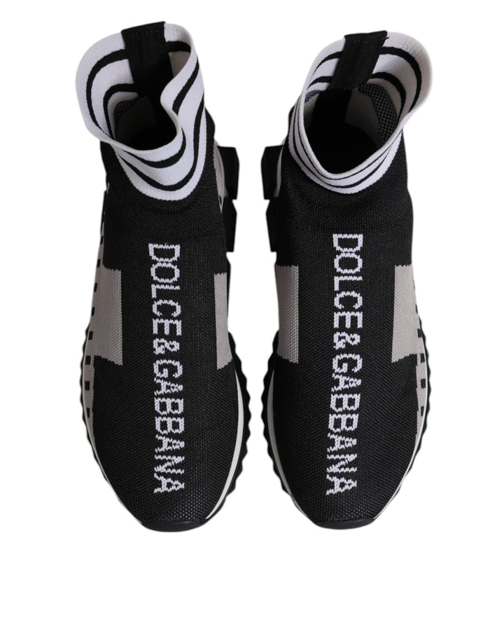 Dolce &amp; Gabbana Black Gray Sorrento Socks Women Sneakers Shoes