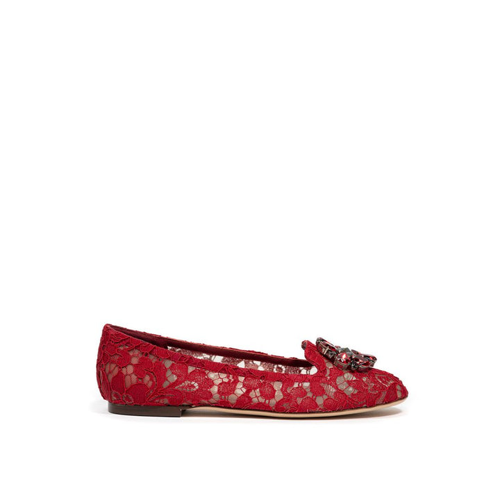 Chaussures plates en viscose rouge Dolce &amp;amp; Gabbana
