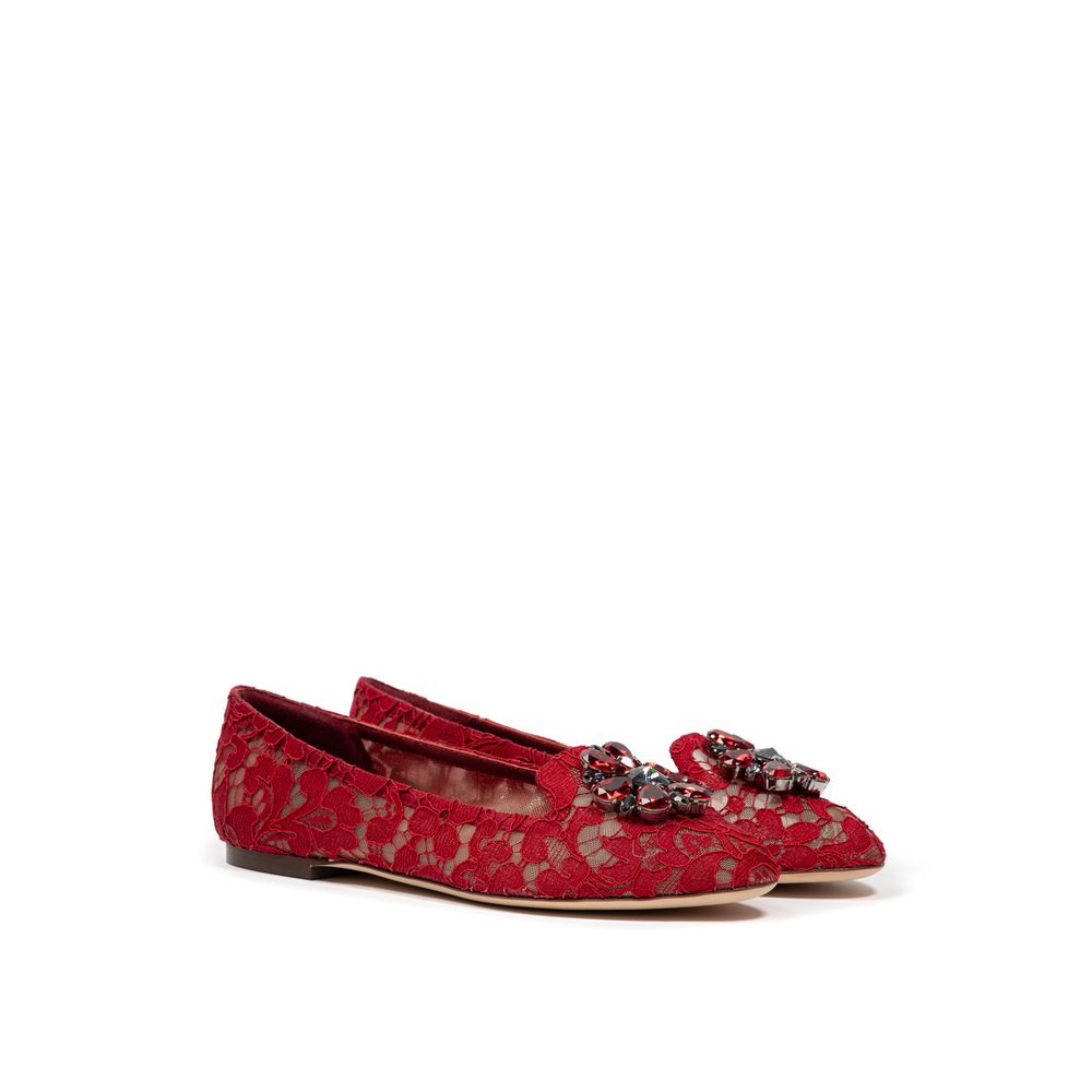 Chaussures plates en viscose rouge Dolce &amp;amp; Gabbana