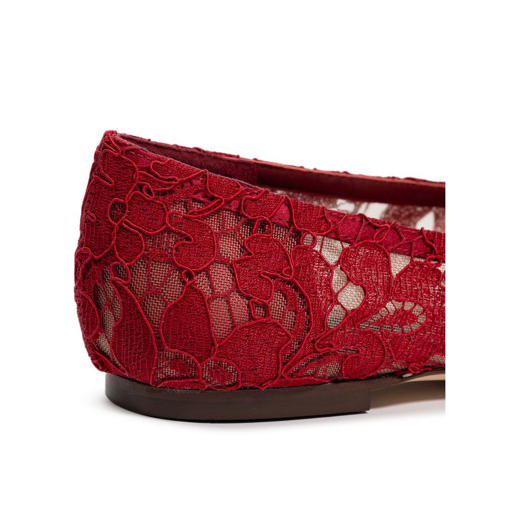 Chaussures plates en viscose rouge Dolce &amp;amp; Gabbana