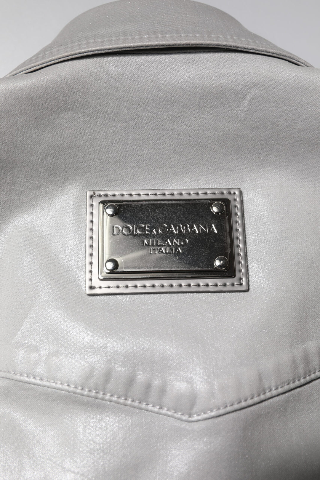 Dolce &amp; Gabbana Metallic Gray Cotton Button Down Shirt