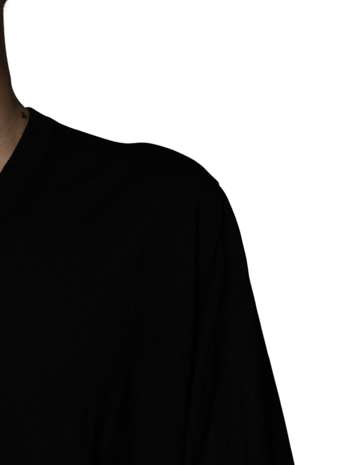 Dolce &amp; Gabbana Black Camouflage V-neck Pullover Sweater