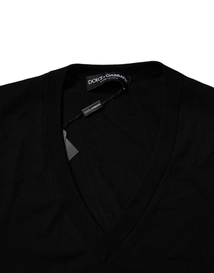Dolce &amp; Gabbana Black Camouflage V-neck Pullover Sweater