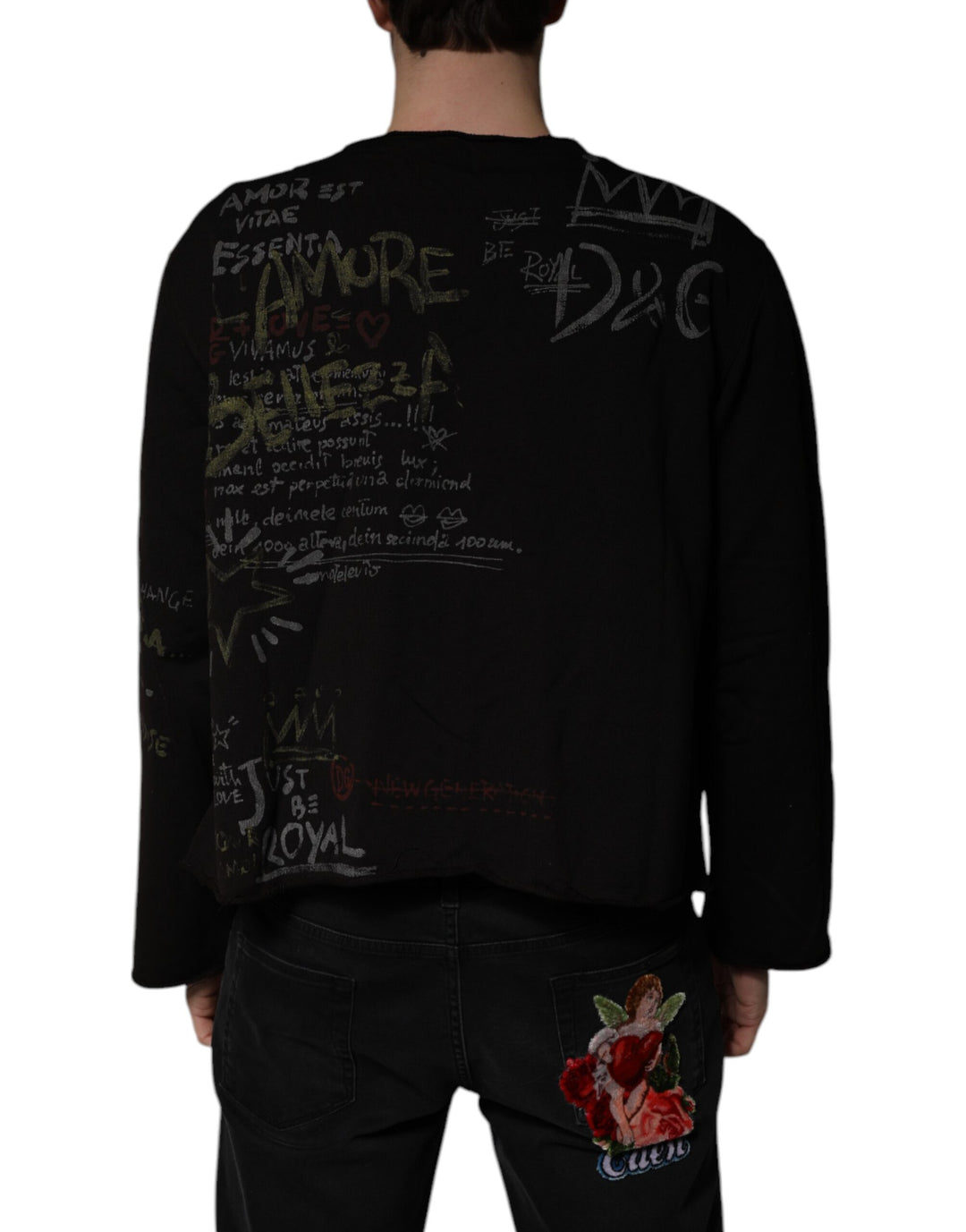 Dolce &amp; Gabbana Black DG Heaven Crew Neck Pullover Sweater