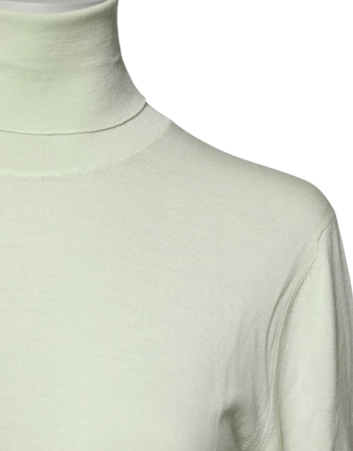 Dolce &amp; Gabbana Light Green Wool Turtleneck Pullover Sweater