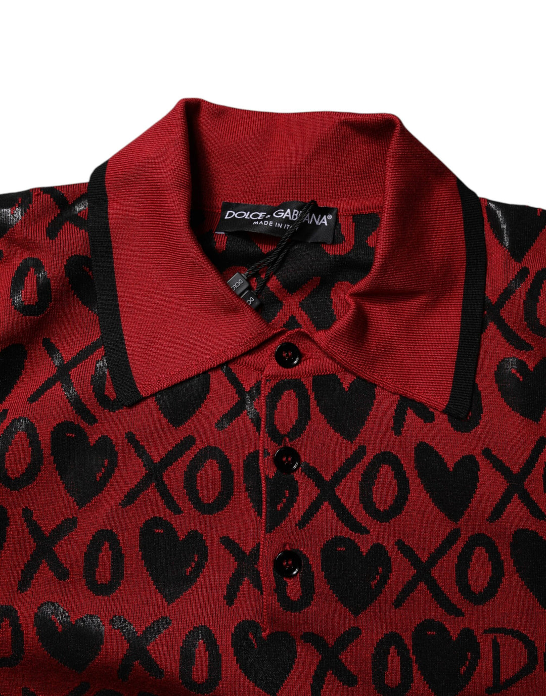 Dolce &amp; Gabbana Red Cotton XOXO Collared Polo T-shirt