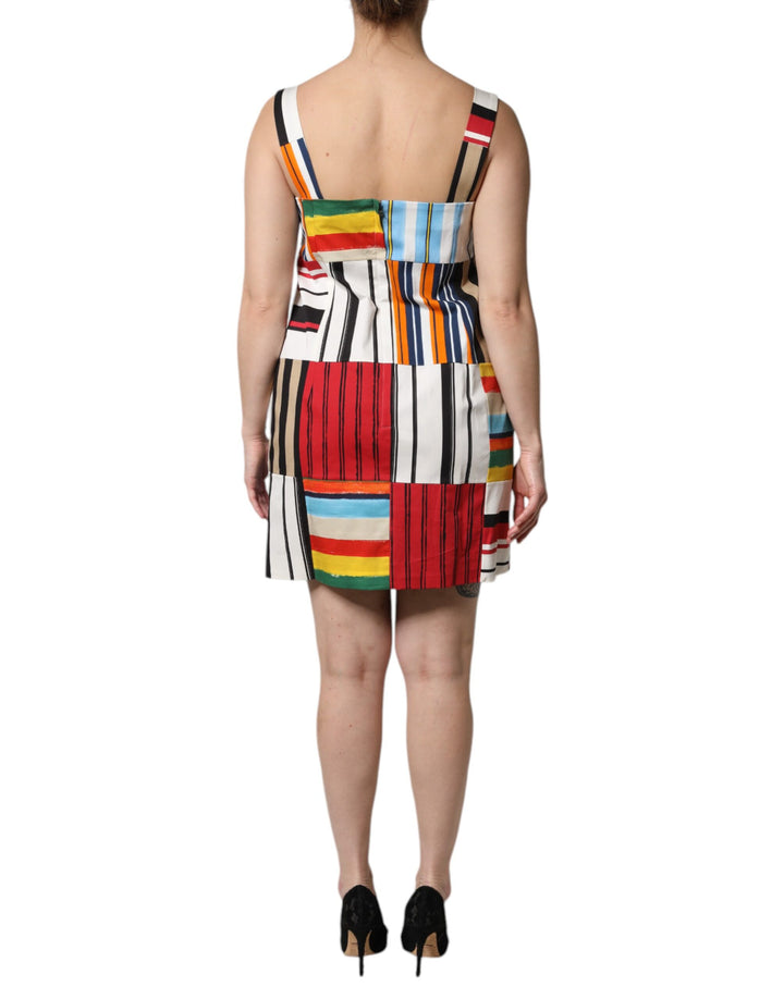 Dolce &amp; Gabbana Multicolor Cotton Stripe Sleeveless Dress