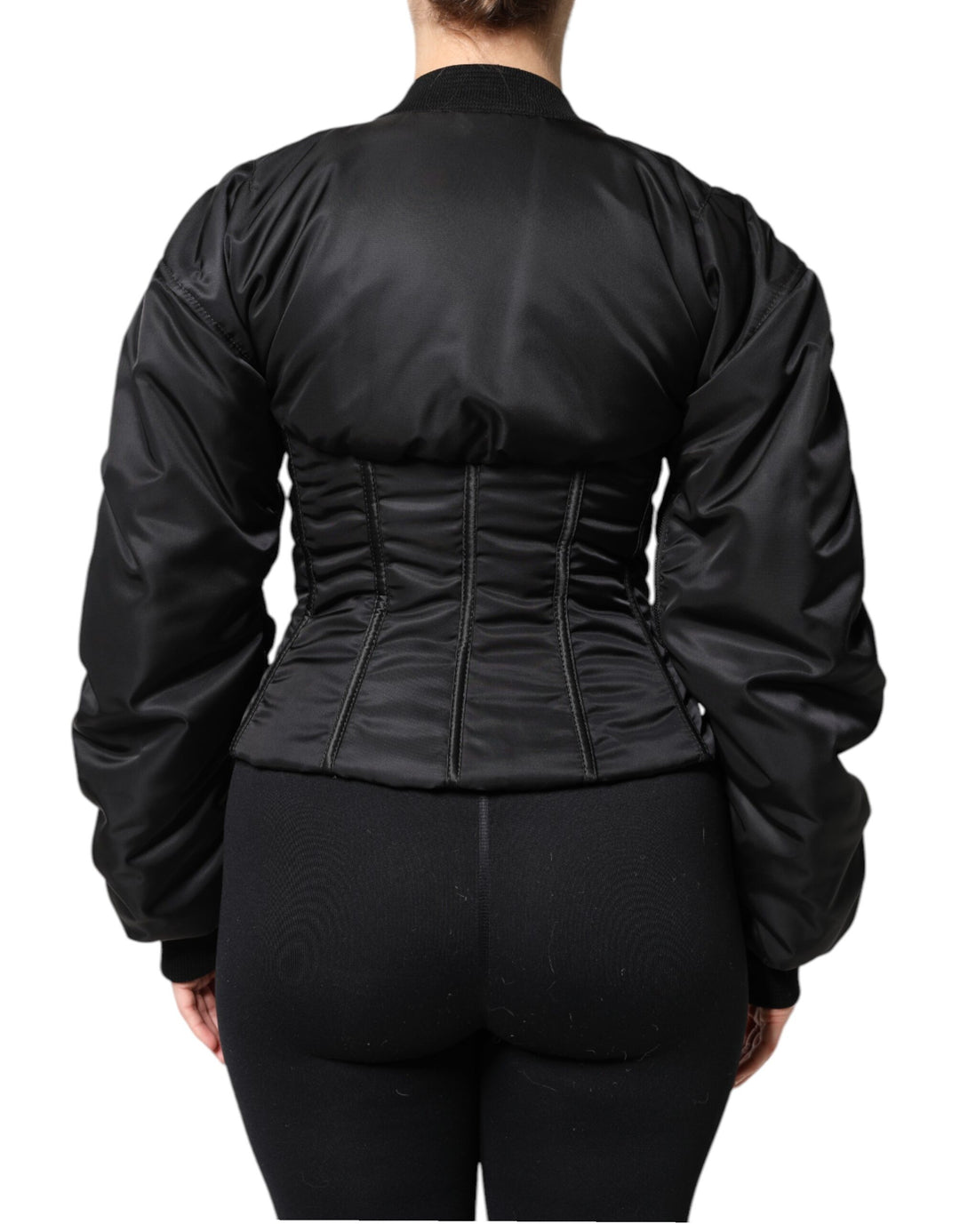 Veste corset bustier zippée en nylon noir Dolce &amp;amp; Gabbana