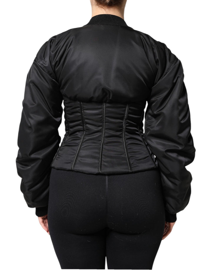 Veste corset bustier zippée en nylon noir Dolce &amp;amp; Gabbana
