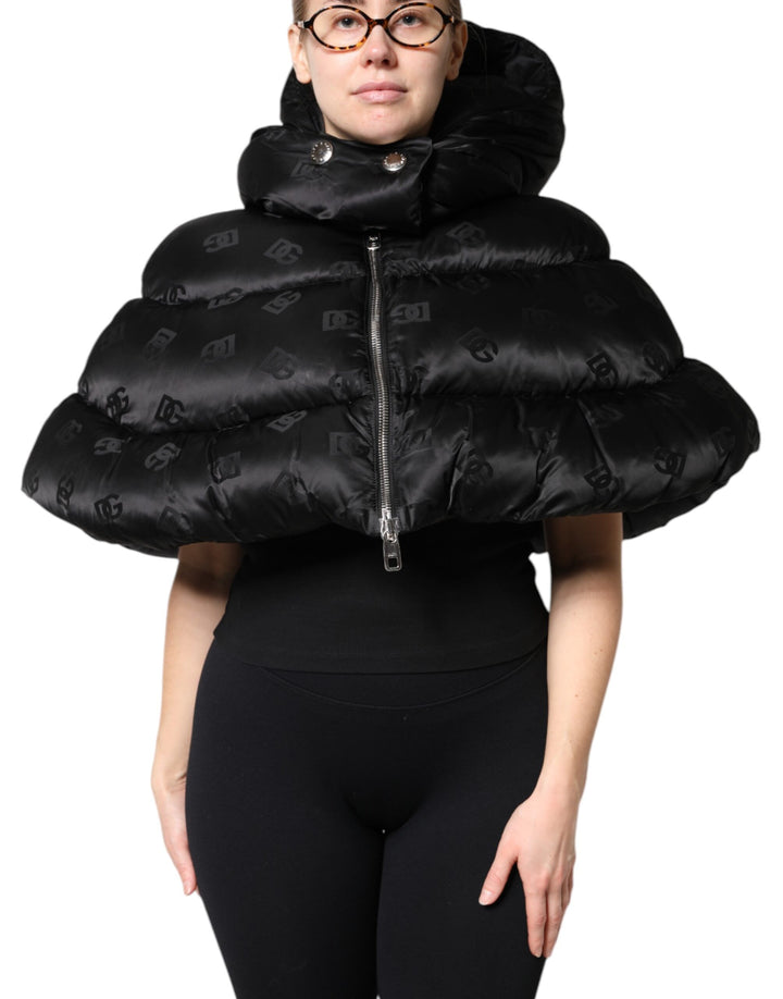 Dolce &amp;amp; Gabbana Doudoune courte noire à capuche et fermeture éclair intégrale