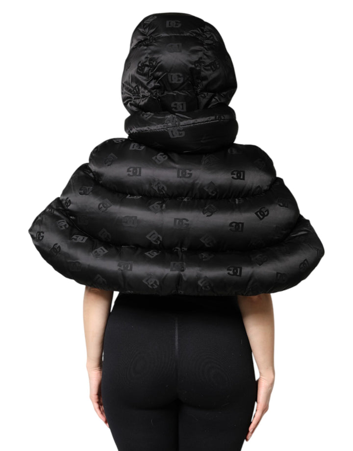 Dolce &amp;amp; Gabbana Doudoune courte noire à capuche et fermeture éclair intégrale
