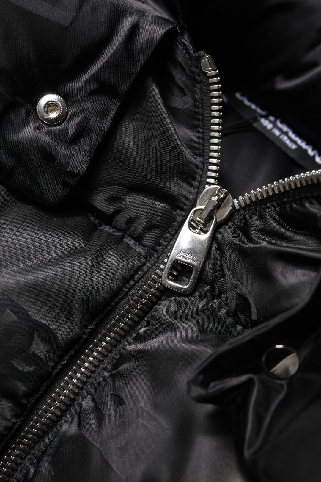 Dolce &amp; Gabbana Black Padded Puffer Hooded Full Zip Cropped Jacket