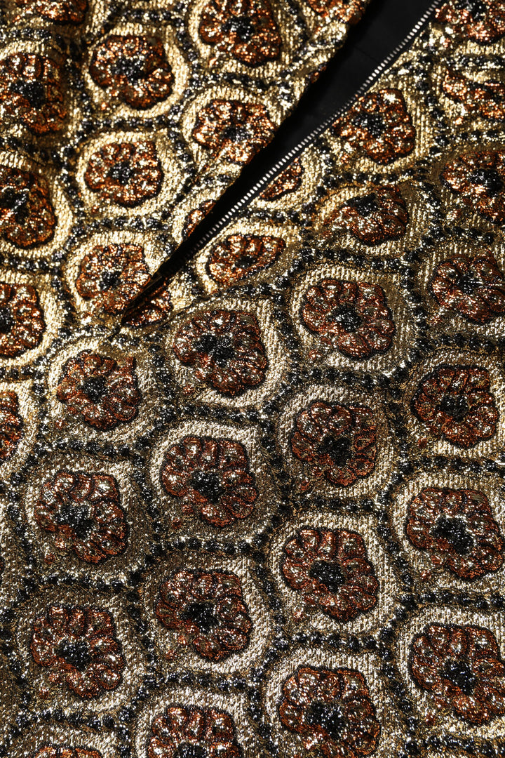 Dolce &amp; Gabbana Brown Polyester Brocade A-line Mini Skirt
