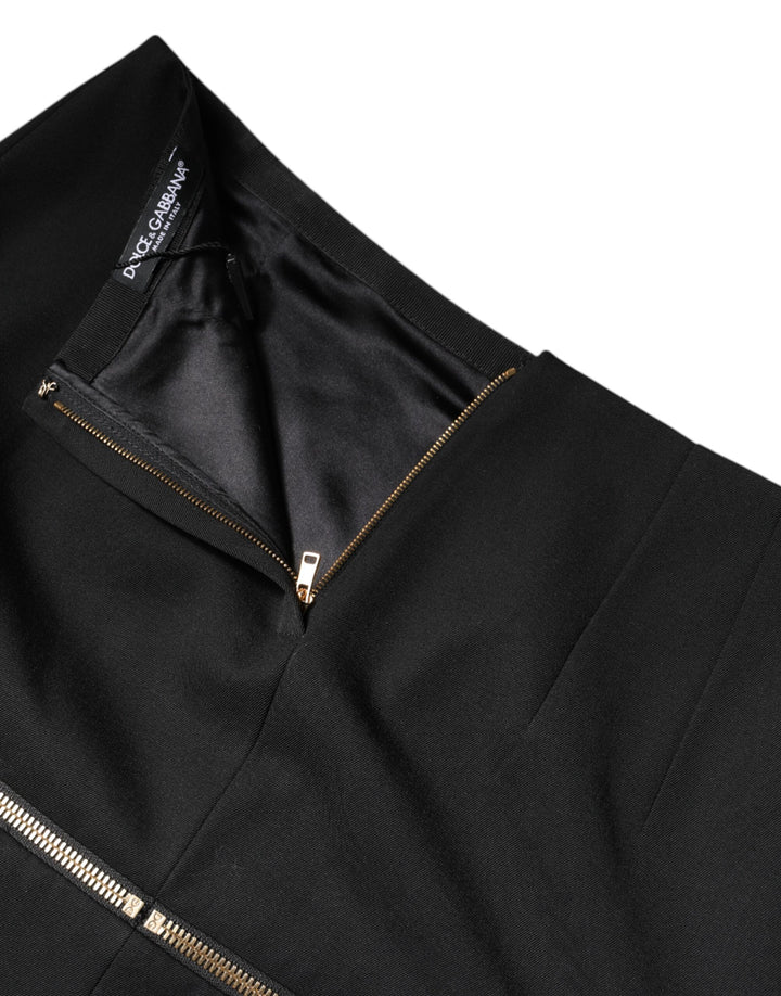 Dolce &amp; Gabbana Black Virgin Wool High Waisted Mini Skirt