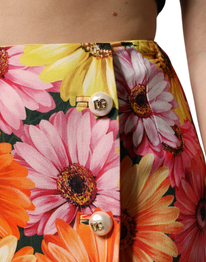 Dolce &amp; Gabbana Multicolor Floral High Waist Mini Skirt