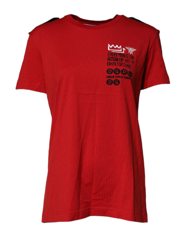 Dolce & Gabbana - Red Cotton Graphic Print Crew Neck T-shirt