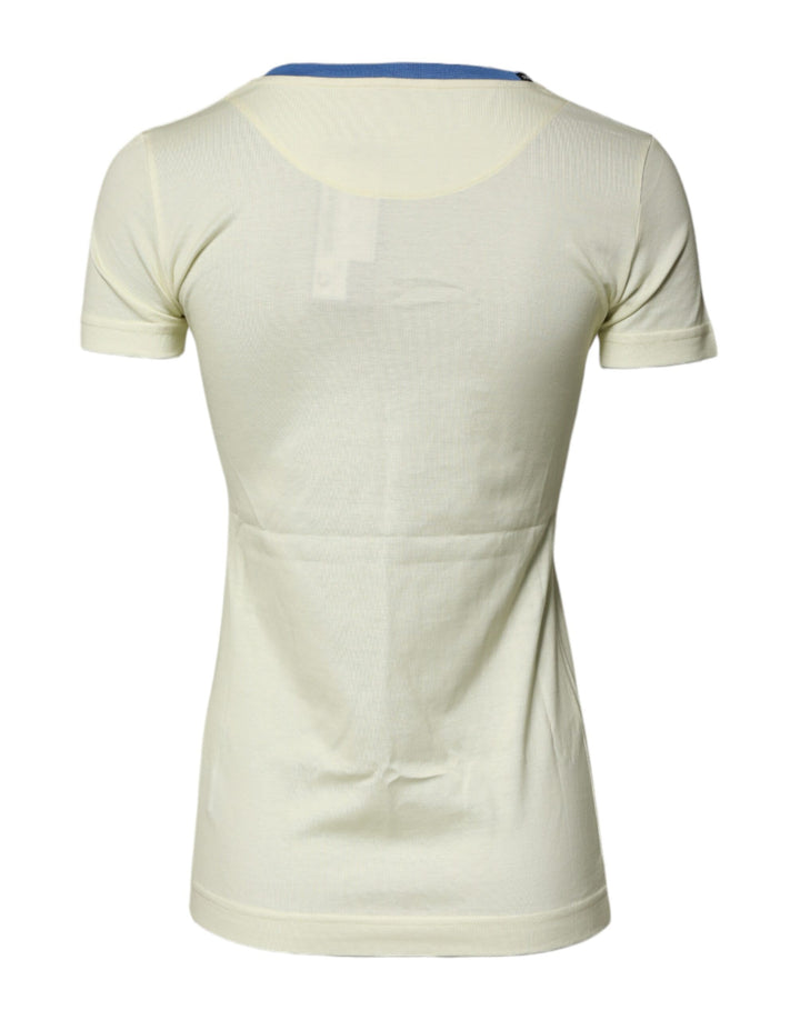 Dolce &amp; Gabbana Light Yellow Cotton Short Sleeve T-shirt