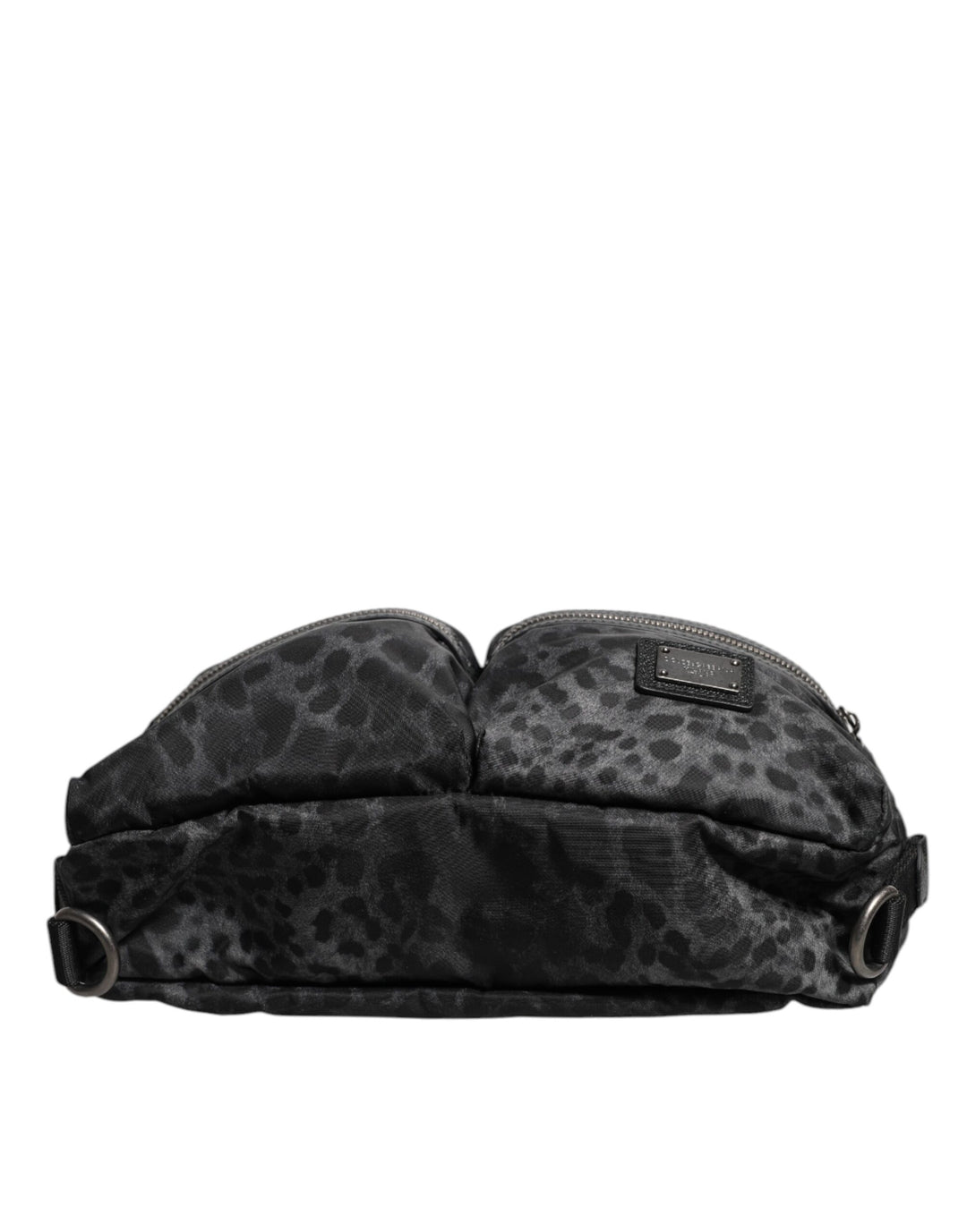 Riñonera Dolce &amp;amp; Gabbana con cinturón y logo DG de leopardo en negro y gris