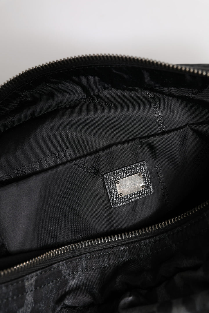 Riñonera Dolce &amp;amp; Gabbana con cinturón y logo DG de leopardo en negro y gris