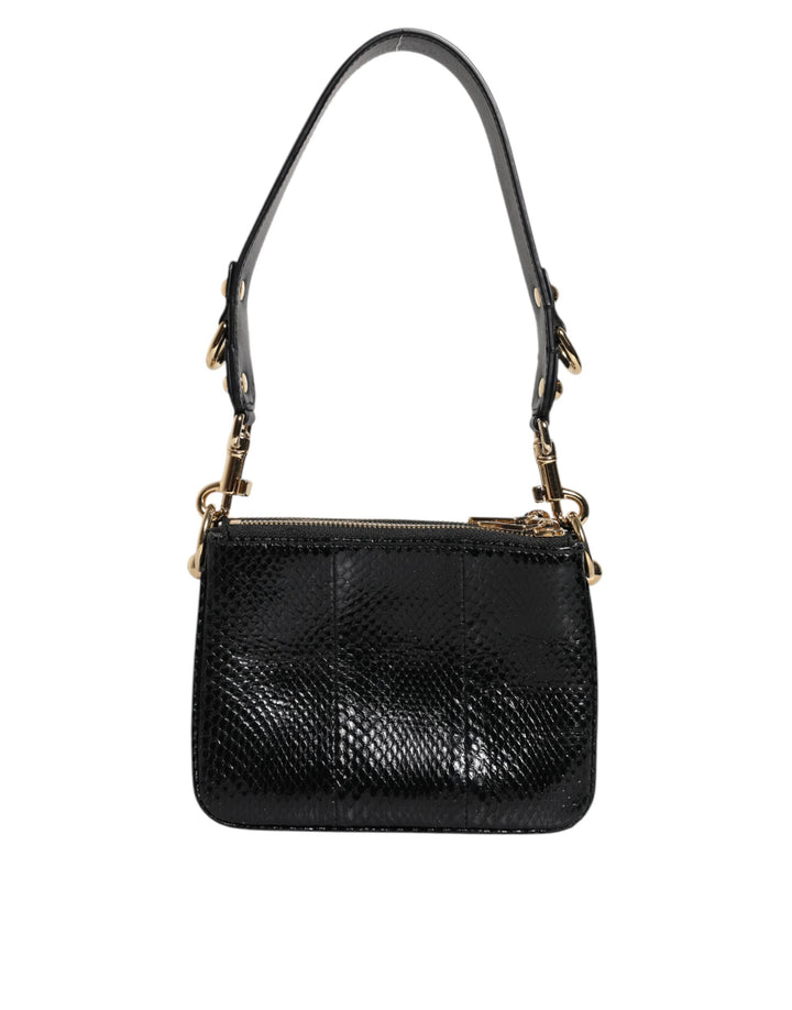 Dolce &amp; Gabbana Black Exotic Leather Shoulder Sling Clutch Bag
