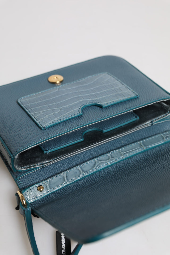 Minibolso bandolera Dolce &amp;amp; Gabbana de piel exótica verde con placa DG