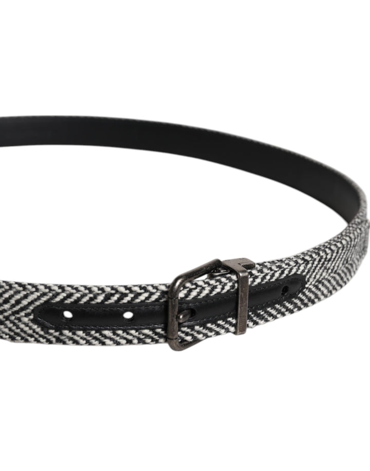 Ceinture Dolce &amp;amp; Gabbana à boucle en métal noir et blanc argenté