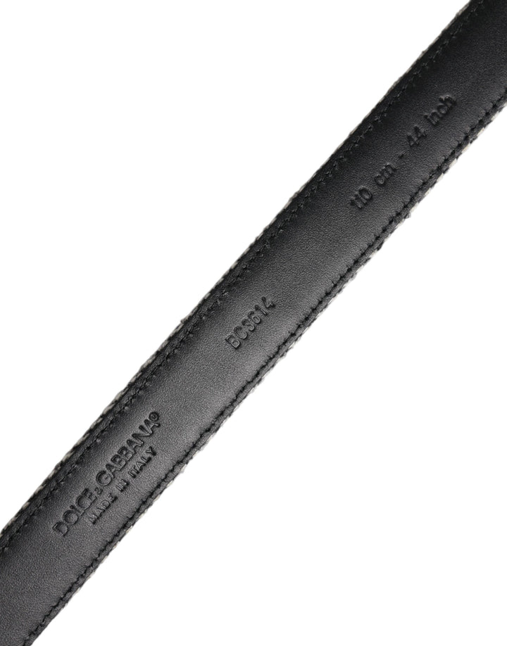 Ceinture Dolce &amp;amp; Gabbana à boucle en métal noir et blanc argenté