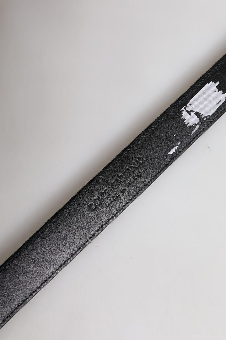 Ceinture classique en cuir noir avec boucle en métal Dolce &amp;amp; Gabbana