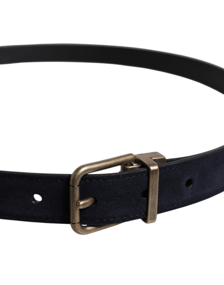 Ceinture classique Dolce &amp;amp; Gabbana en cuir de chèvre noir avec boucle en métal