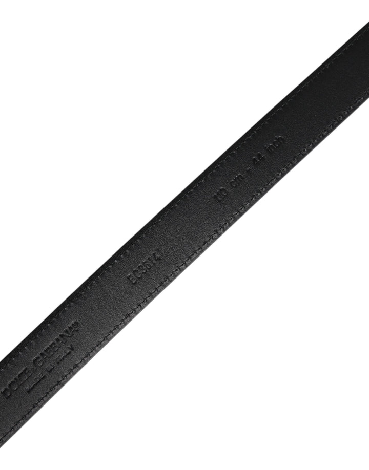 Ceinture classique Dolce &amp;amp; Gabbana en cuir de chèvre noir avec boucle en métal