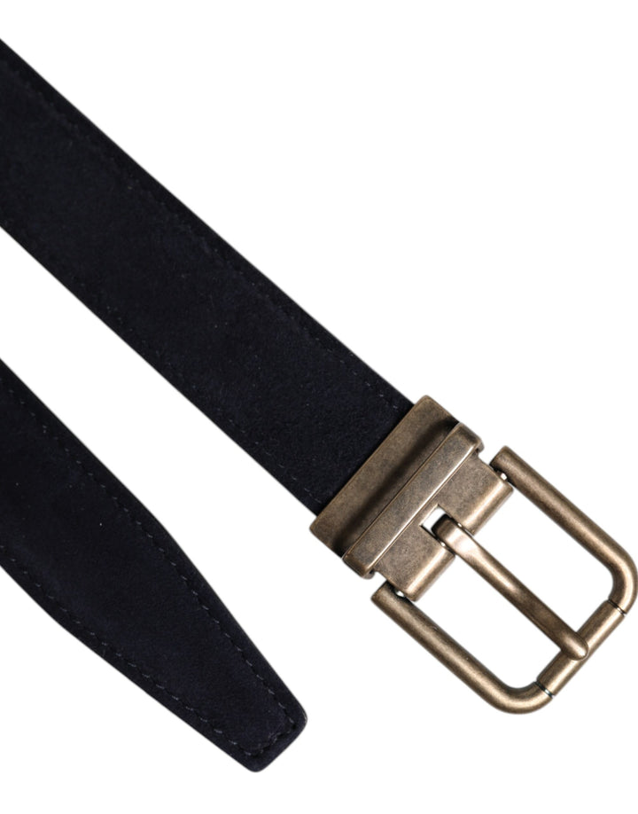 Ceinture classique Dolce &amp;amp; Gabbana en cuir de chèvre noir avec boucle en métal