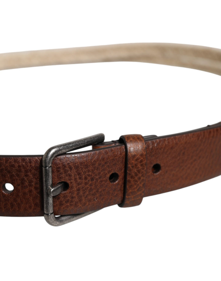 Ceinture Dolce &amp;amp; Gabbana en cuir de jute marron avec boucle en métal tressé