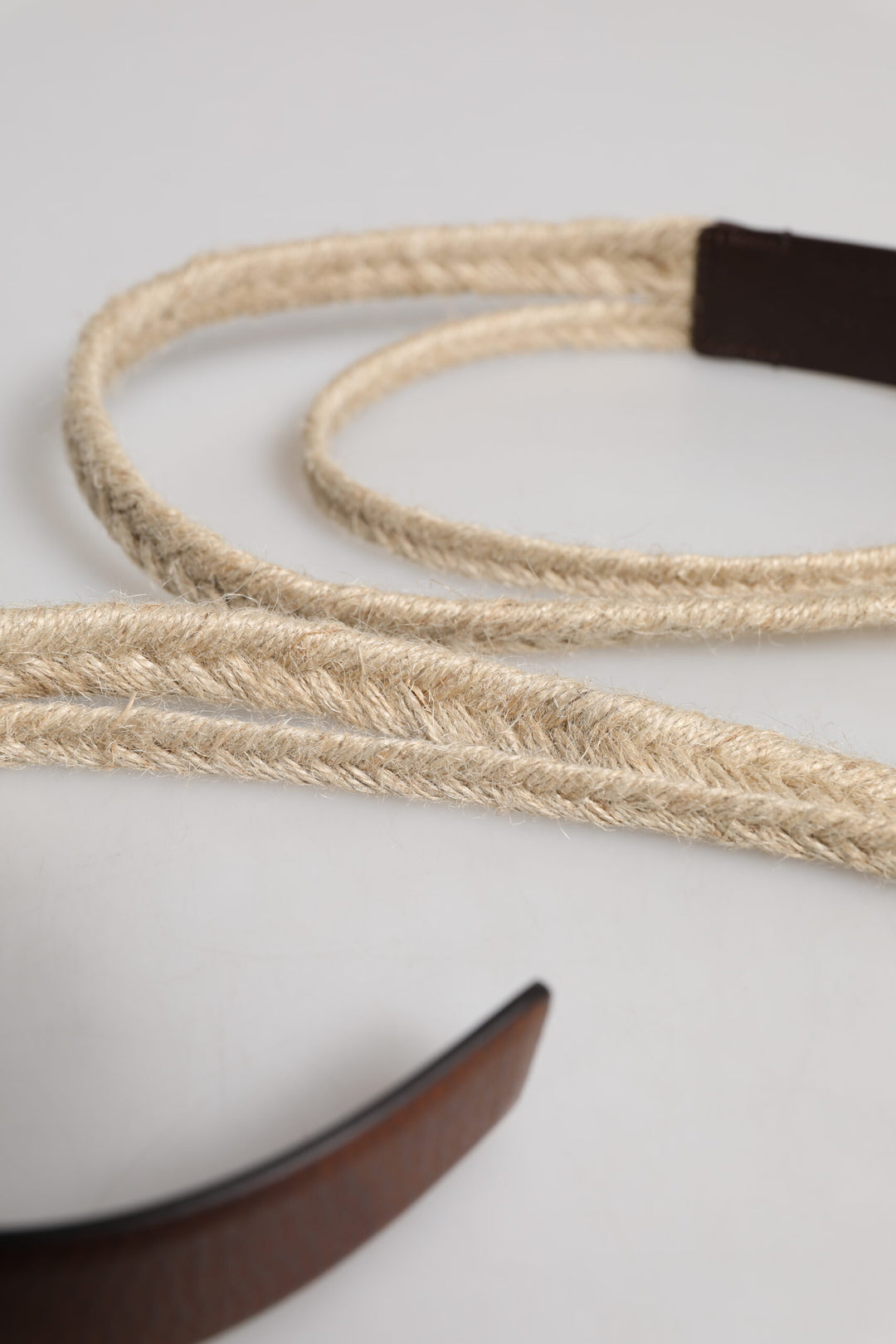 Ceinture Dolce &amp;amp; Gabbana en cuir de jute marron avec boucle en métal tressé
