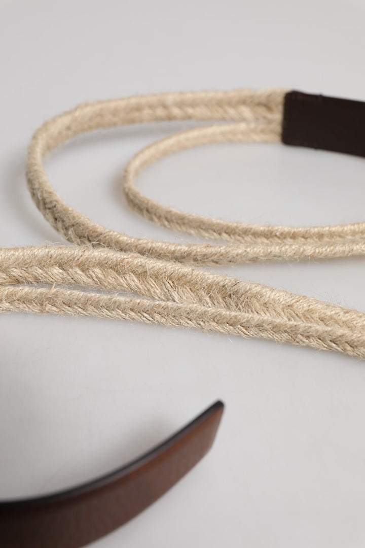 Ceinture Dolce &amp;amp; Gabbana en cuir de jute marron avec boucle en métal tressé