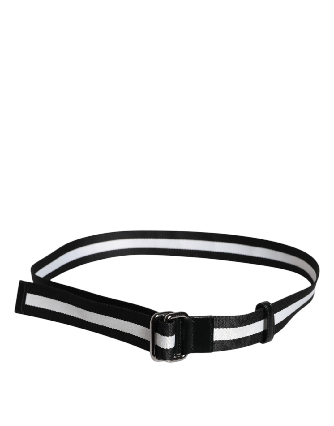 Dolce &amp; Gabbana Black Yellow Logo Striped Metal Buckle Belt