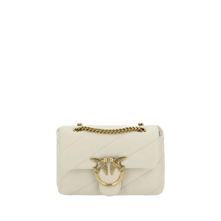 PINKO White Calf Leather Bos Taurus Shoulder Bag