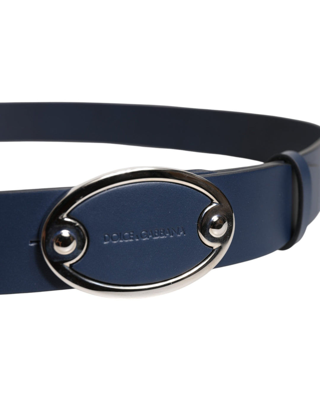 Ceinture classique en cuir bleu Dolce &amp;amp; Gabbana avec boucle en métal et logo