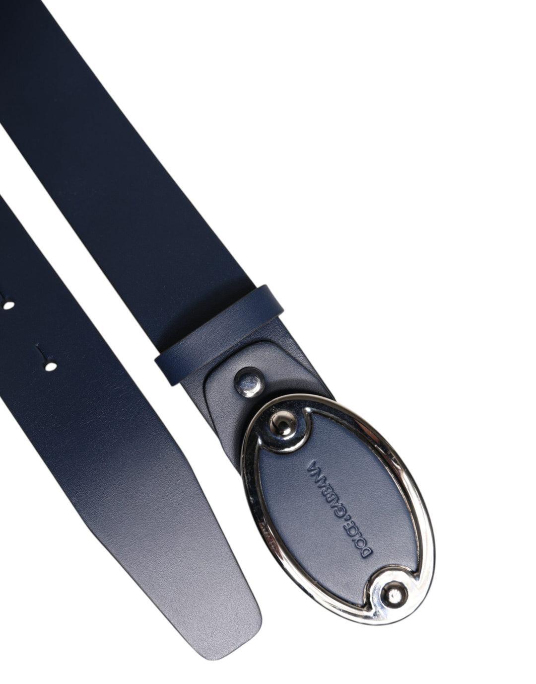 Ceinture classique en cuir bleu Dolce &amp;amp; Gabbana avec boucle en métal et logo